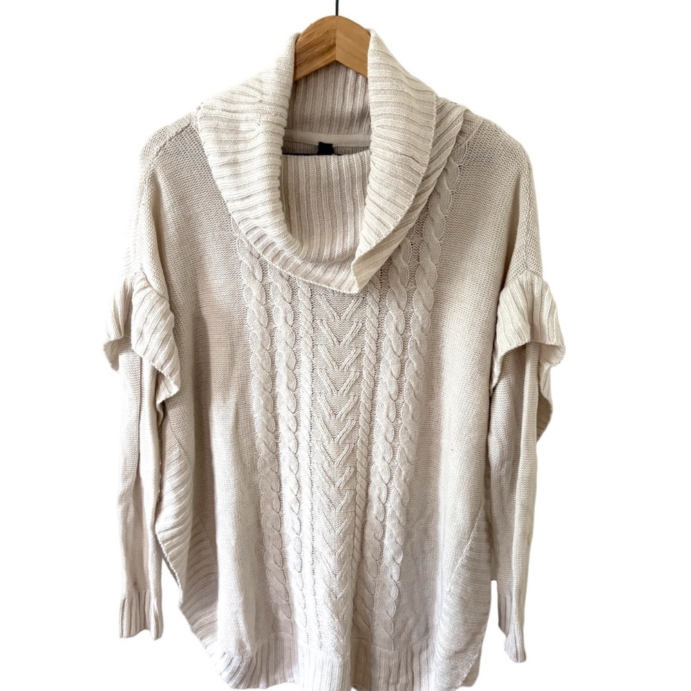 Alya Cream Cowl Neck Cable Knit Sweater